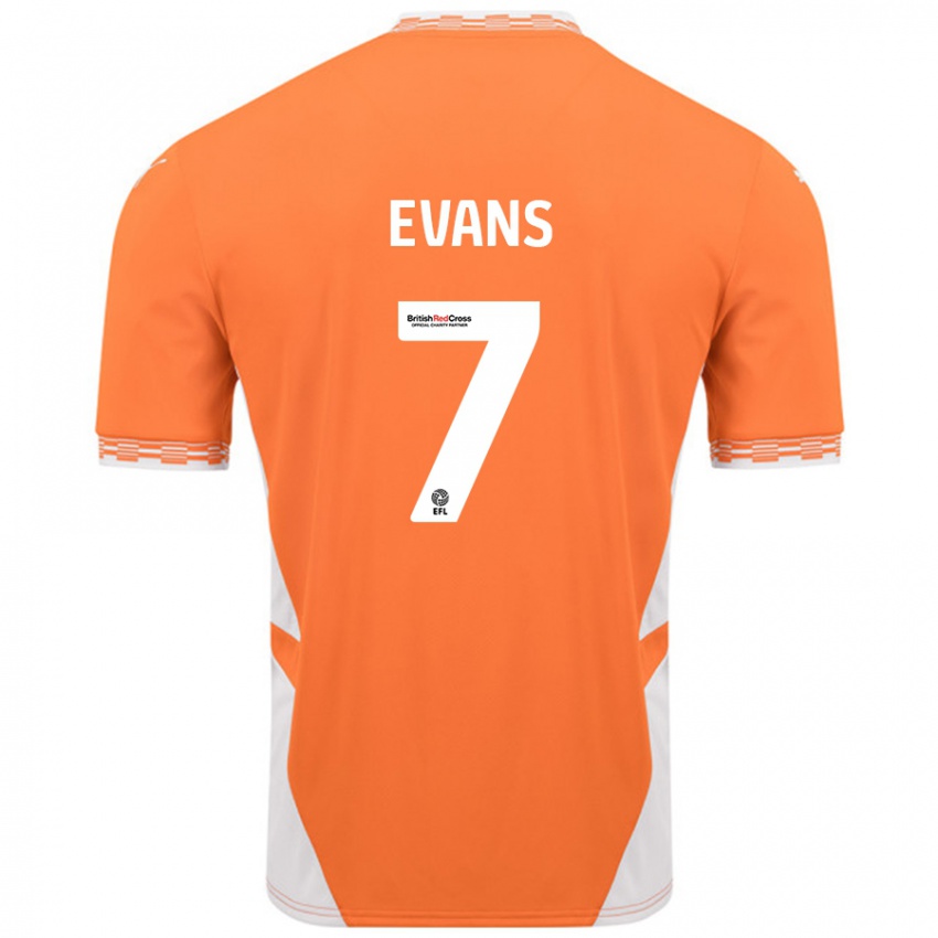 Kinder Lee Evans #7 Orange Weiß Heimtrikot Trikot 2024/25 T-Shirt Österreich