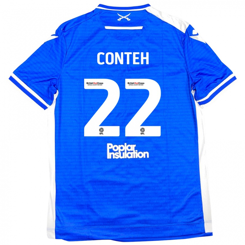 Kinder Kamil Conteh #22 Blau Weiß Heimtrikot Trikot 2024/25 T-Shirt Österreich