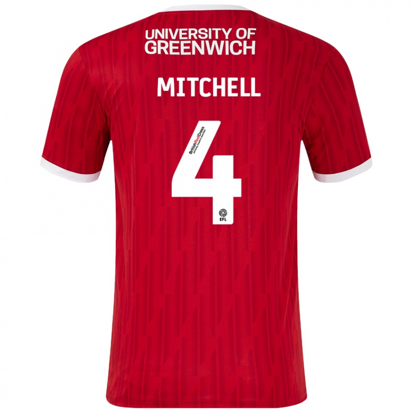 Kinder Alex Mitchell #4 Rot Weiß Heimtrikot Trikot 2024/25 T-Shirt Österreich