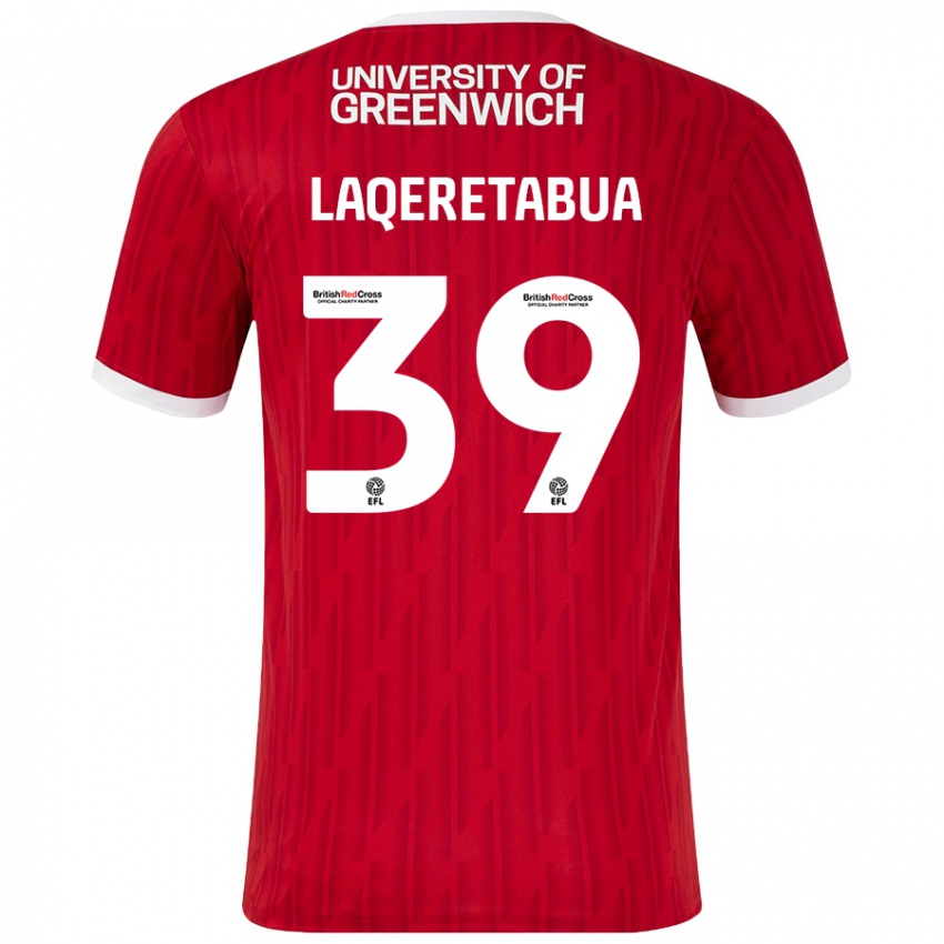 Kinder Josh Laqeretabua #39 Rot Weiß Heimtrikot Trikot 2024/25 T-Shirt Österreich