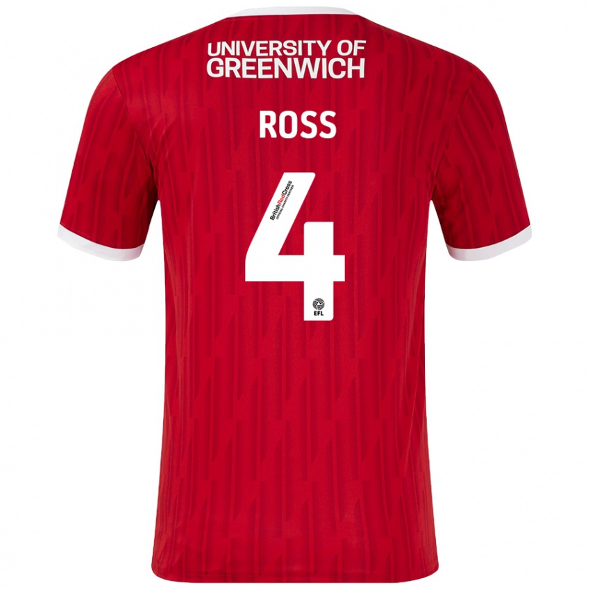 Kinder Mia Ross #4 Rot Weiß Heimtrikot Trikot 2024/25 T-Shirt Österreich