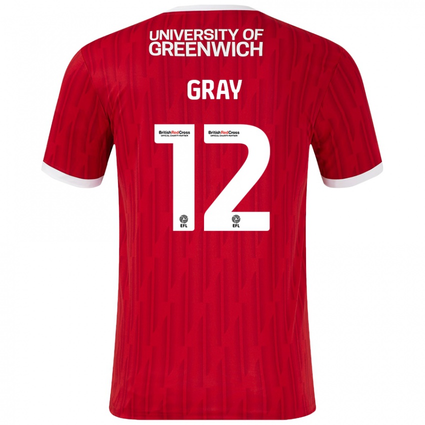 Kinder Jessica Gray #12 Rot Weiß Heimtrikot Trikot 2024/25 T-Shirt Österreich