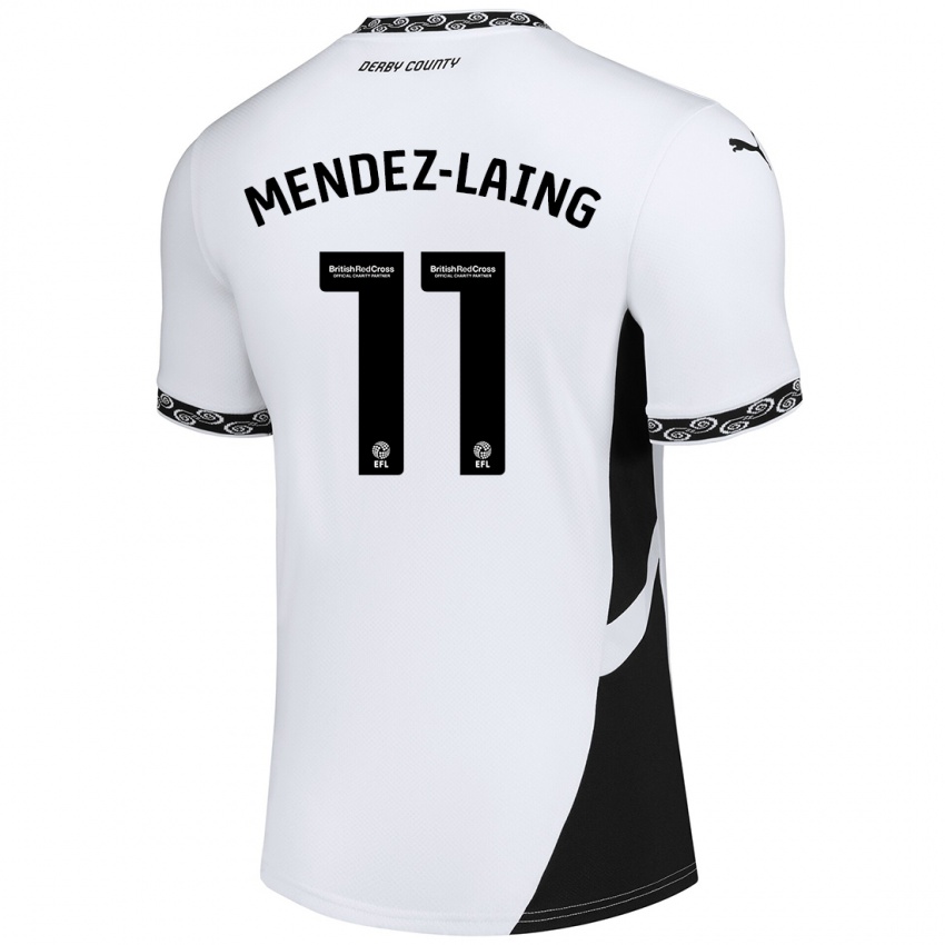 Kinder Nathaniel Méndez-Laing #11 Weiß Schwarz Heimtrikot Trikot 2024/25 T-Shirt Österreich