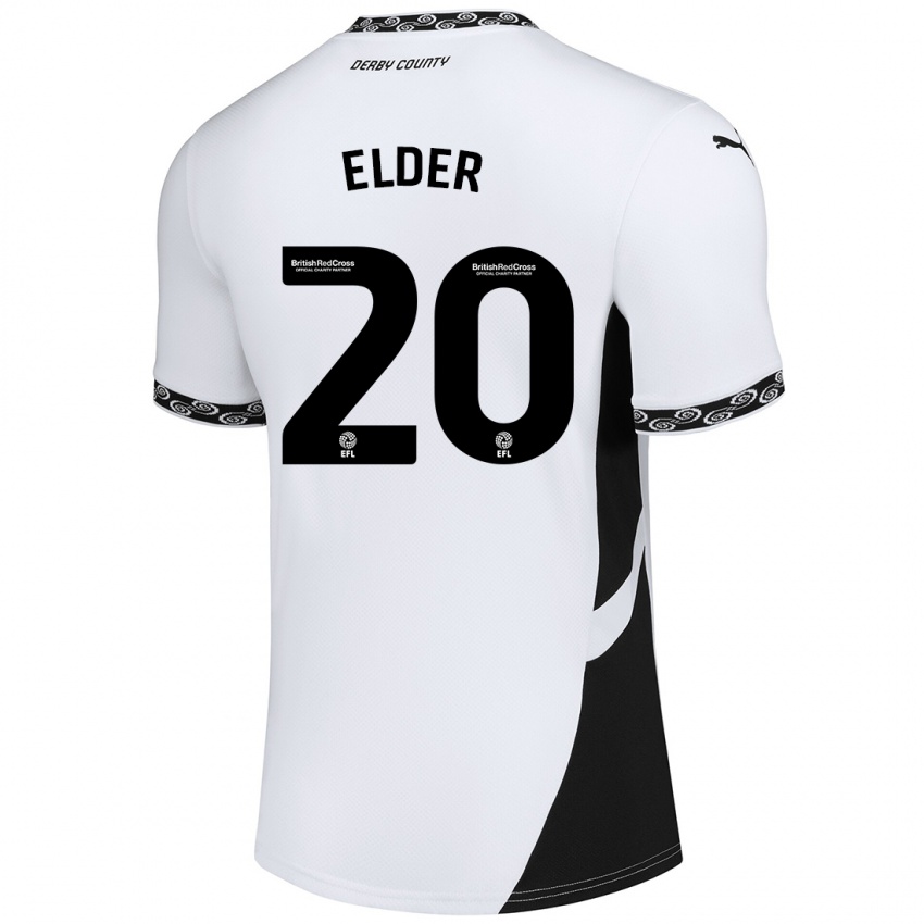 Kinder Callum Elder #20 Weiß Schwarz Heimtrikot Trikot 2024/25 T-Shirt Österreich