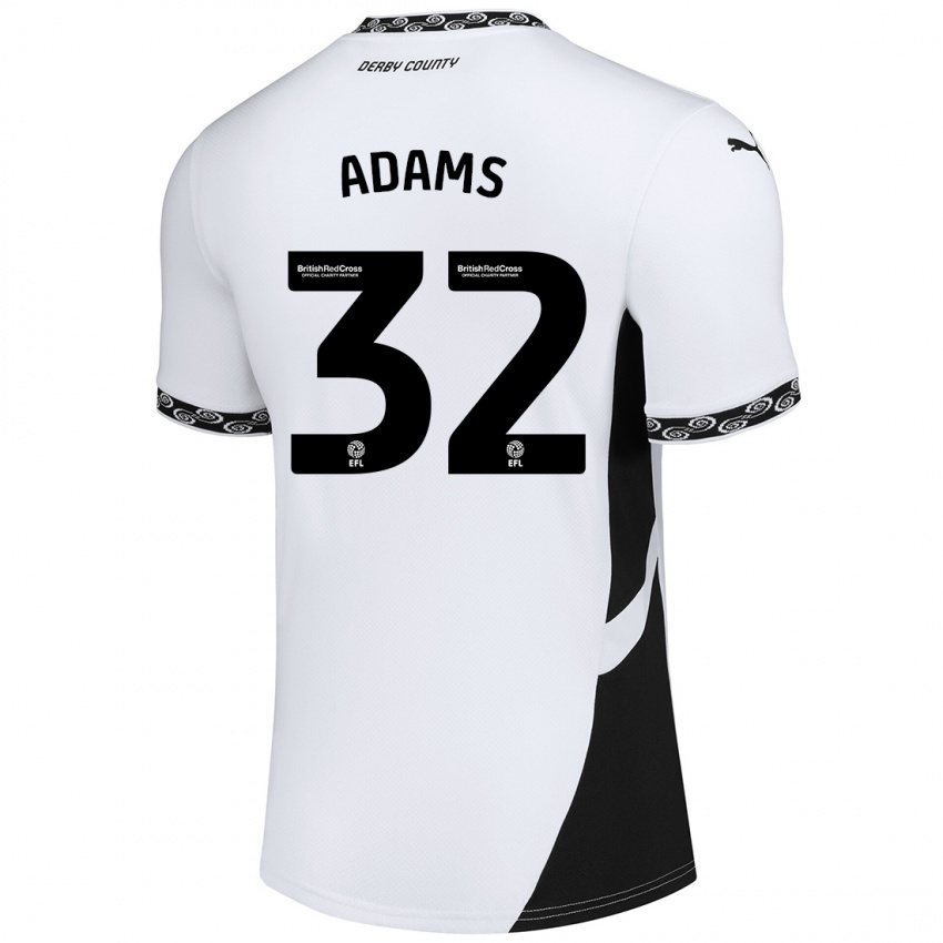 Kinder Ebou Adams #32 Weiß Schwarz Heimtrikot Trikot 2024/25 T-Shirt Österreich