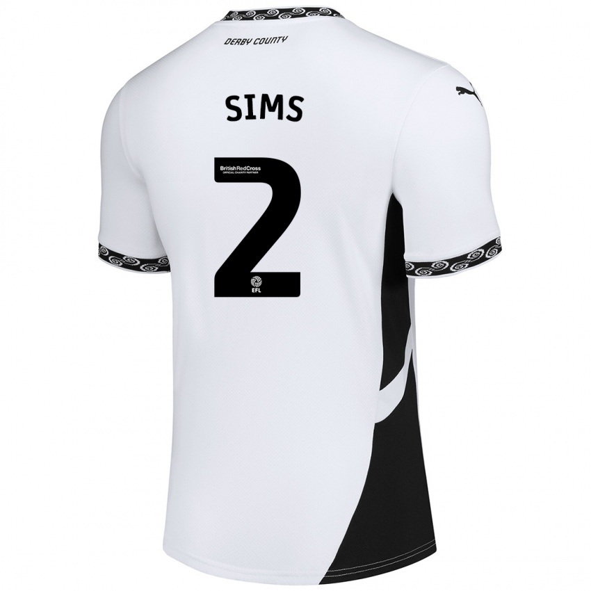 Kinder Amy Sims #2 Weiß Schwarz Heimtrikot Trikot 2024/25 T-Shirt Österreich