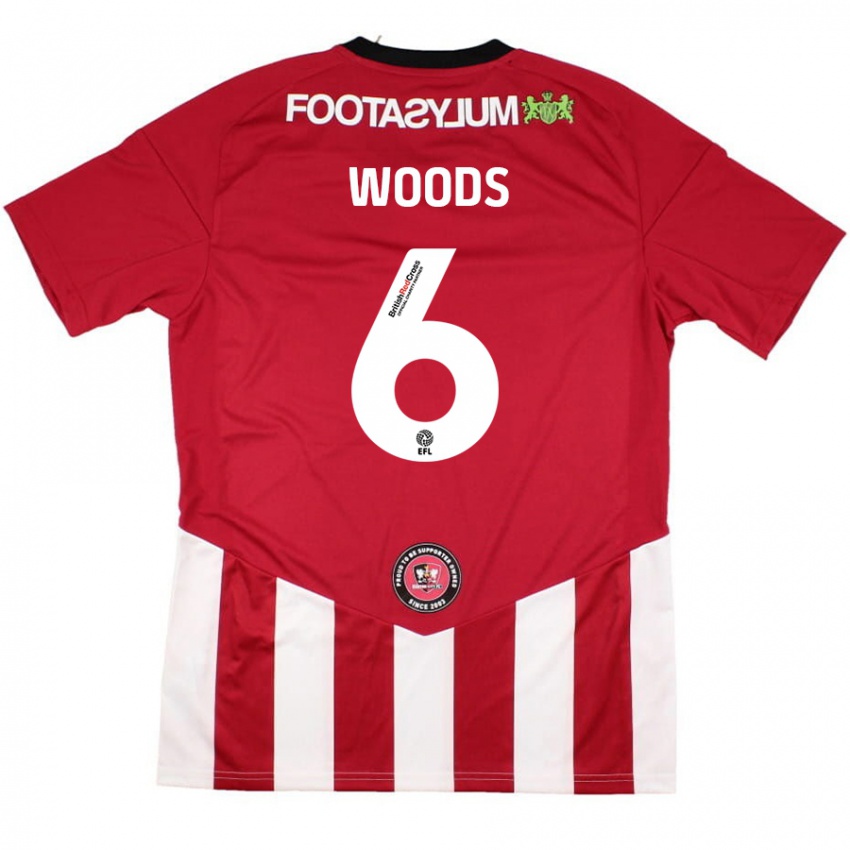 Kinder Ryan Woods #6 Rot Weiß Heimtrikot Trikot 2024/25 T-Shirt Österreich