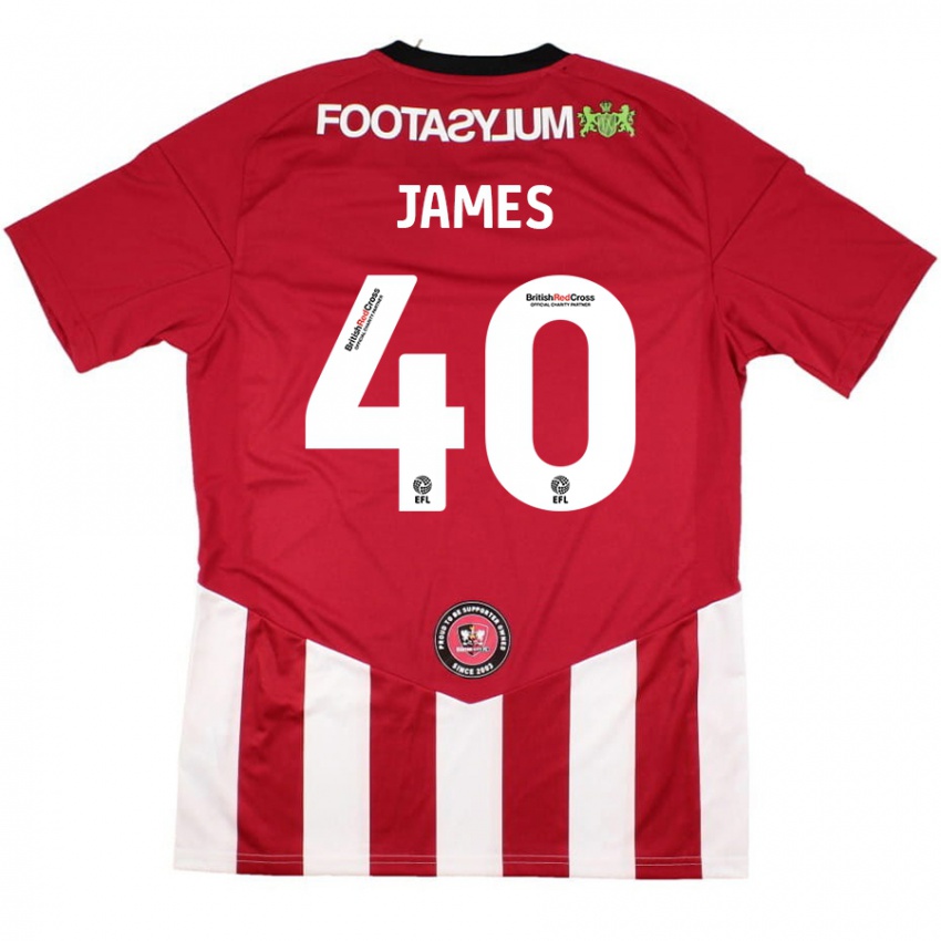 Kinder Ed James #40 Rot Weiß Heimtrikot Trikot 2024/25 T-Shirt Österreich