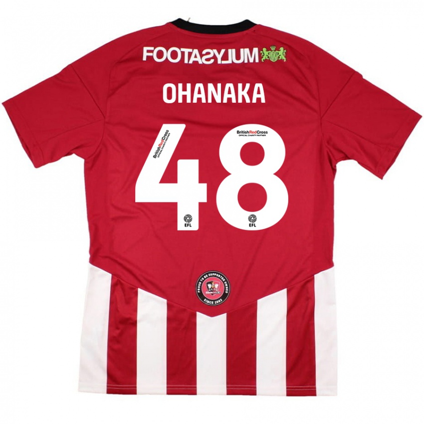 Kinder Santino Ohanaka #48 Rot Weiß Heimtrikot Trikot 2024/25 T-Shirt Österreich