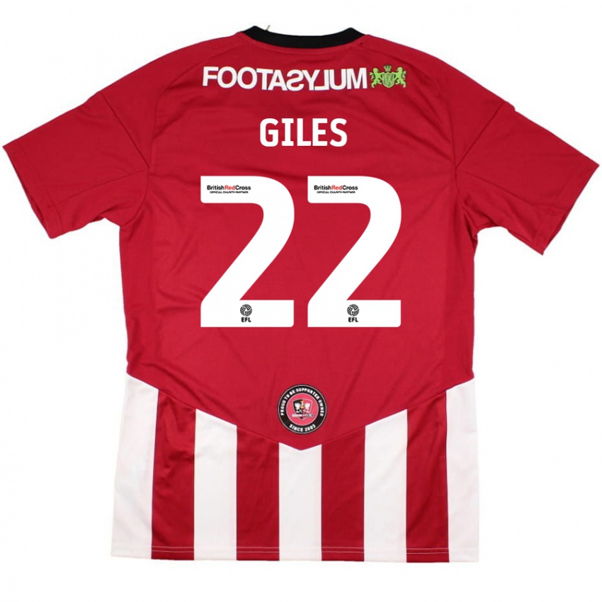 Kinder Olivia Giles #22 Rot Weiß Heimtrikot Trikot 2024/25 T-Shirt Österreich