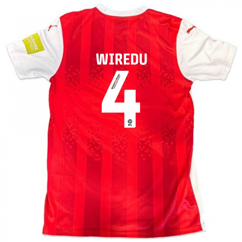 Kinder Brendan Wiredu #4 Rot Weiß Heimtrikot Trikot 2024/25 T-Shirt Österreich