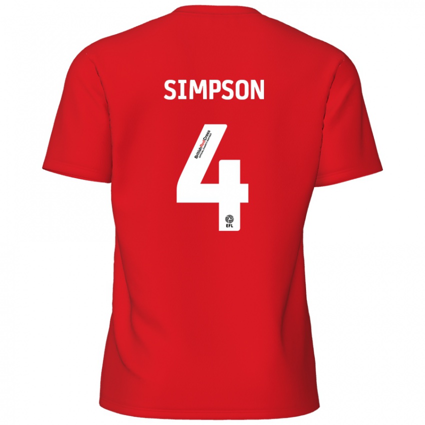 Kinder Jack Simpson #4 Rot Heimtrikot Trikot 2024/25 T-Shirt Österreich