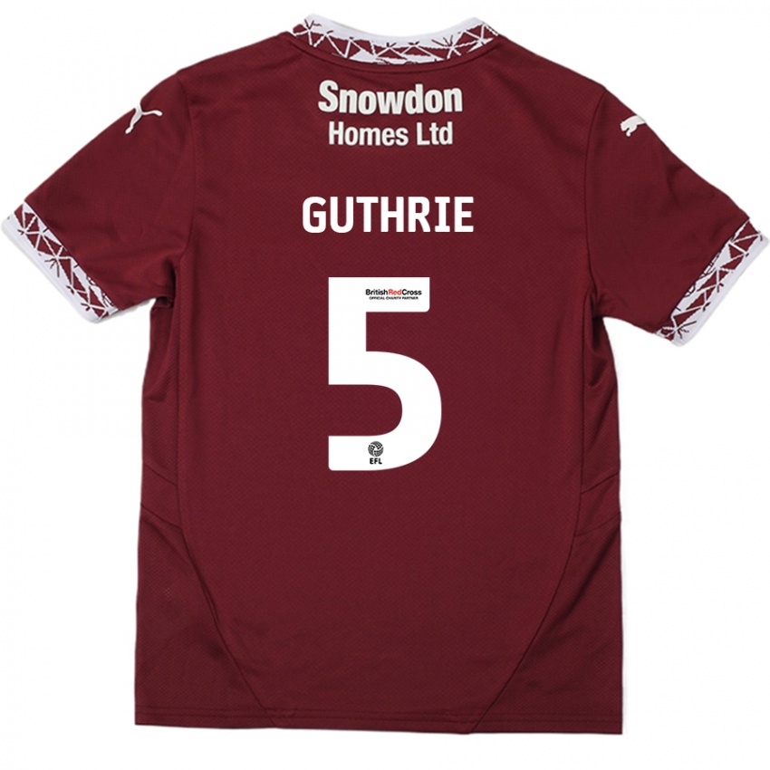 Kinder Jon Guthrie #5 Burgundrot Heimtrikot Trikot 2024/25 T-Shirt Österreich