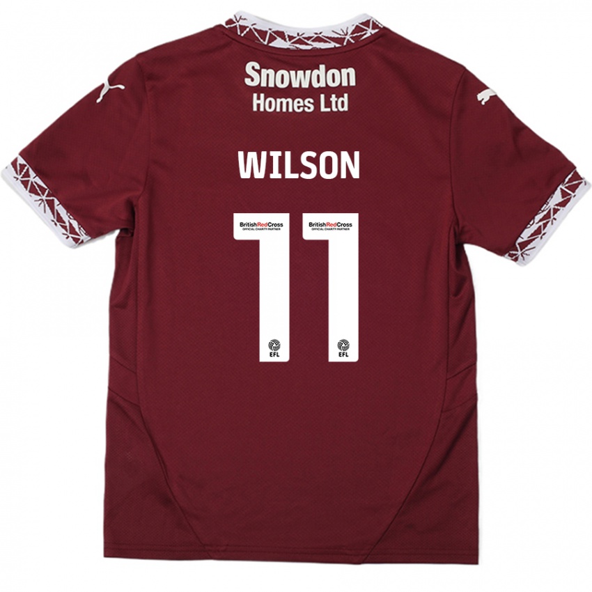 Kinder James Wilson #11 Burgundrot Heimtrikot Trikot 2024/25 T-Shirt Österreich