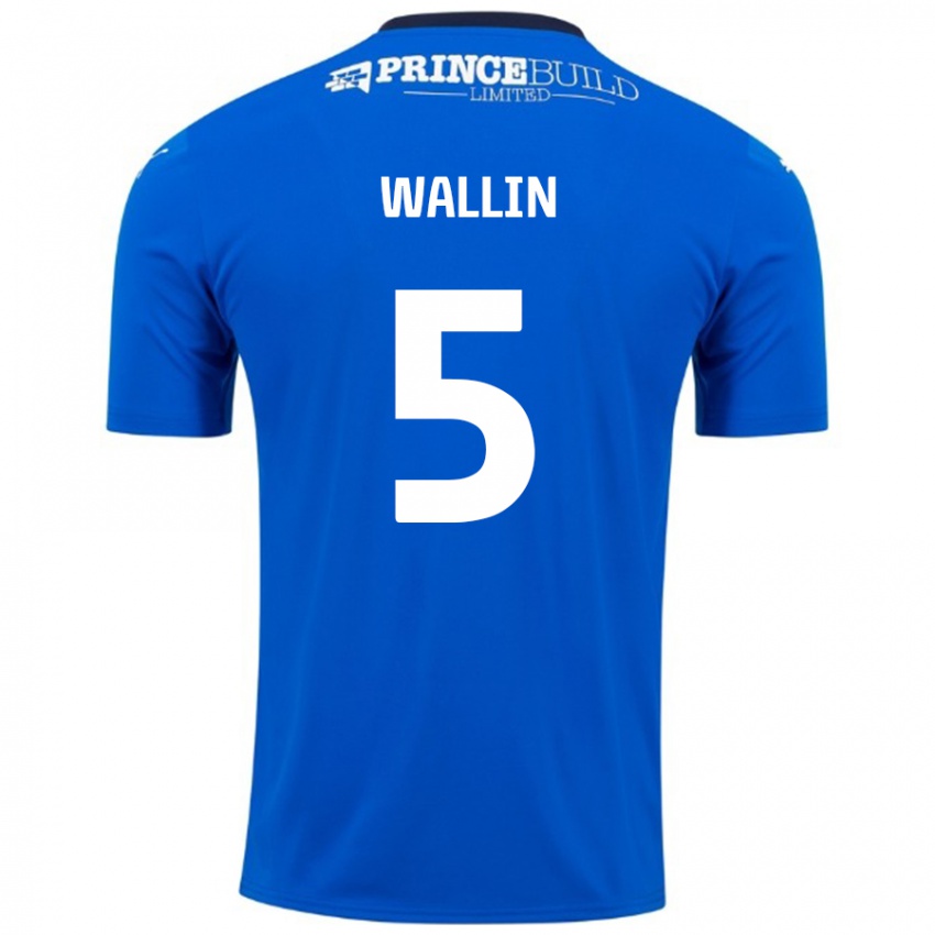 Kinder Oscar Wallin #5 Blau Weiß Heimtrikot Trikot 2024/25 T-Shirt Österreich