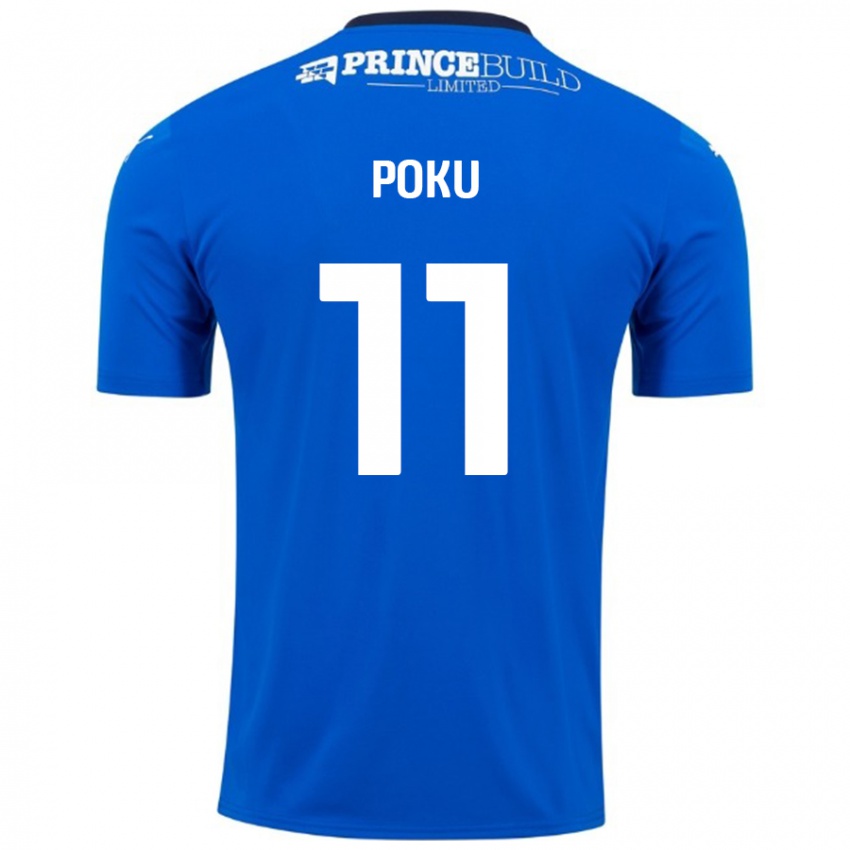 Kinder Kwame Poku #11 Blau Weiß Heimtrikot Trikot 2024/25 T-Shirt Österreich