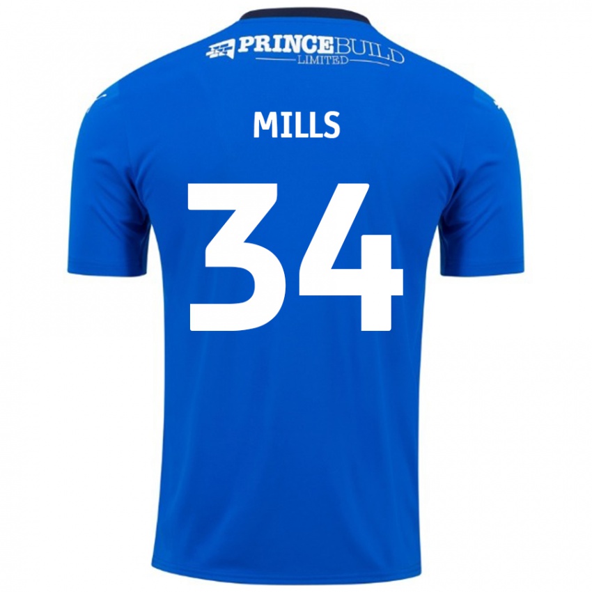 Kinder Harley Mills #34 Blau Weiß Heimtrikot Trikot 2024/25 T-Shirt Österreich