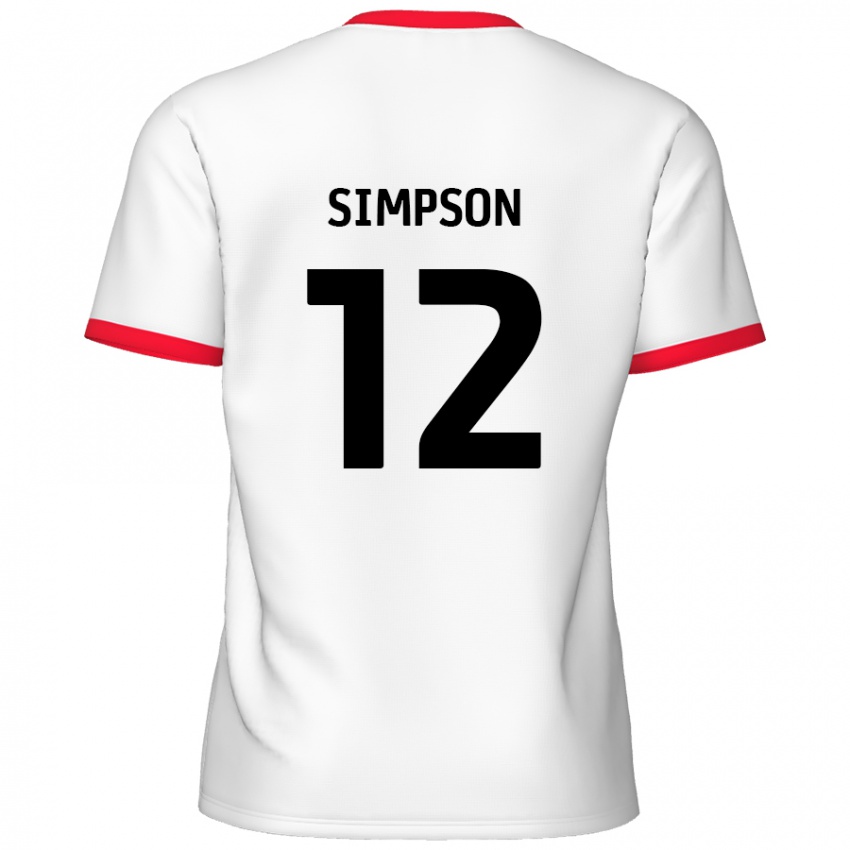 Kinder Tyreece Simpson #12 Weiß Rot Heimtrikot Trikot 2024/25 T-Shirt Österreich