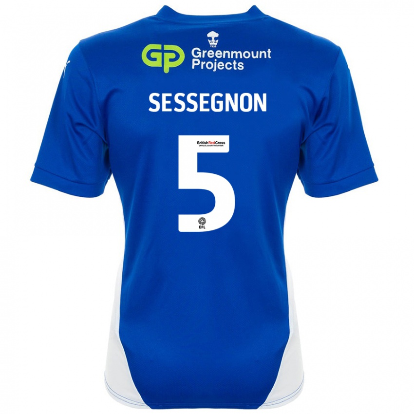 Kinder Steven Sessegnon #5 Blau Weiß Heimtrikot Trikot 2024/25 T-Shirt Österreich