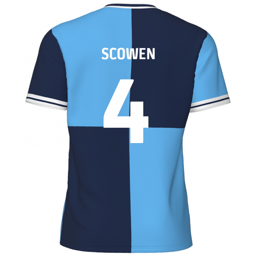 Kinder Josh Scowen #4 Himmelblau Dunkelblau Heimtrikot Trikot 2024/25 T-Shirt Österreich