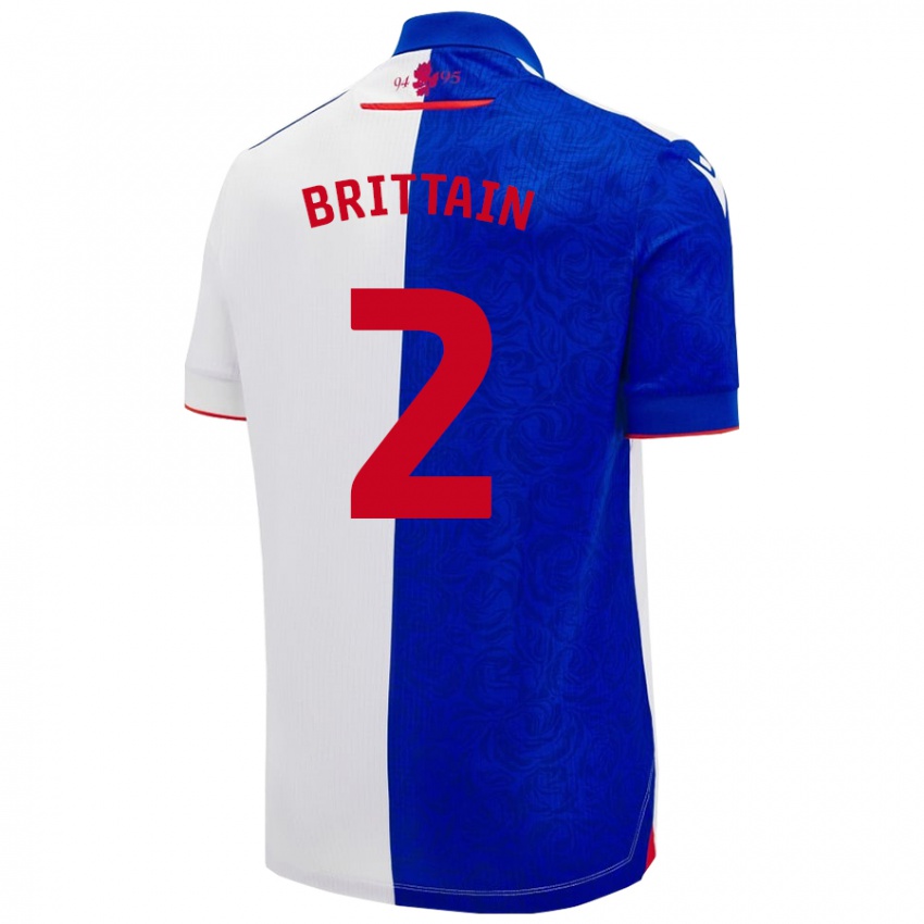 Kinder Callum Brittain #2 Himmelblau Weiß Heimtrikot Trikot 2024/25 T-Shirt Österreich