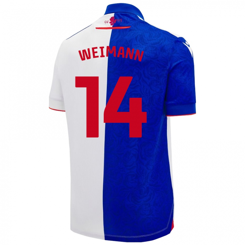 Kinder Andreas Weimann #14 Himmelblau Weiß Heimtrikot Trikot 2024/25 T-Shirt Österreich