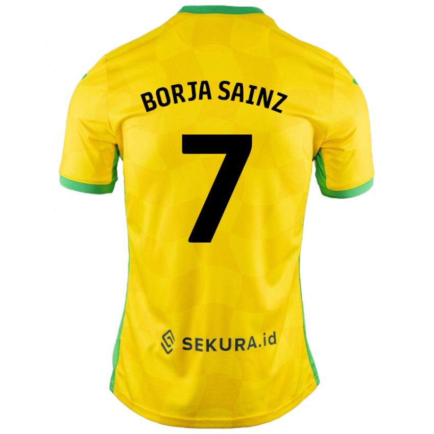 Kinder Borja Sainz #7 Gelb Grün Heimtrikot Trikot 2024/25 T-Shirt Österreich