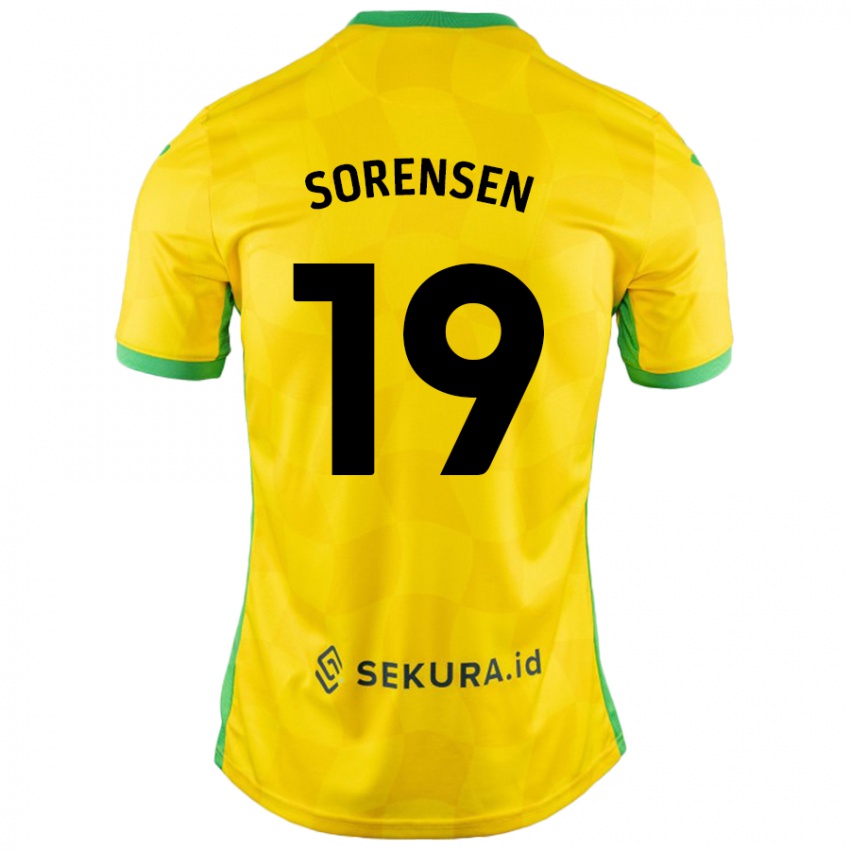 Kinder Jacob Lungi Sørensen #19 Gelb Grün Heimtrikot Trikot 2024/25 T-Shirt Österreich