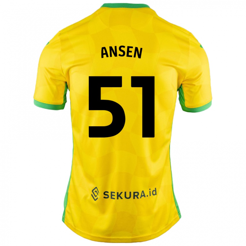 Kinder Caleb Ansen #51 Gelb Grün Heimtrikot Trikot 2024/25 T-Shirt Österreich