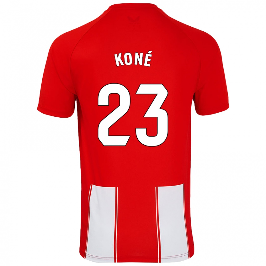 Kinder Ibrahima Koné #23 Rot Weiß Heimtrikot Trikot 2024/25 T-Shirt Österreich