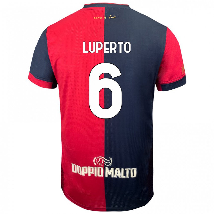 Kinder Sebastiano Luperto #6 Rot Dunkleres Blau Heimtrikot Trikot 2024/25 T-Shirt Österreich