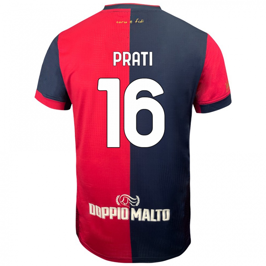 Kinder Matteo Prati #16 Rot Dunkleres Blau Heimtrikot Trikot 2024/25 T-Shirt Österreich