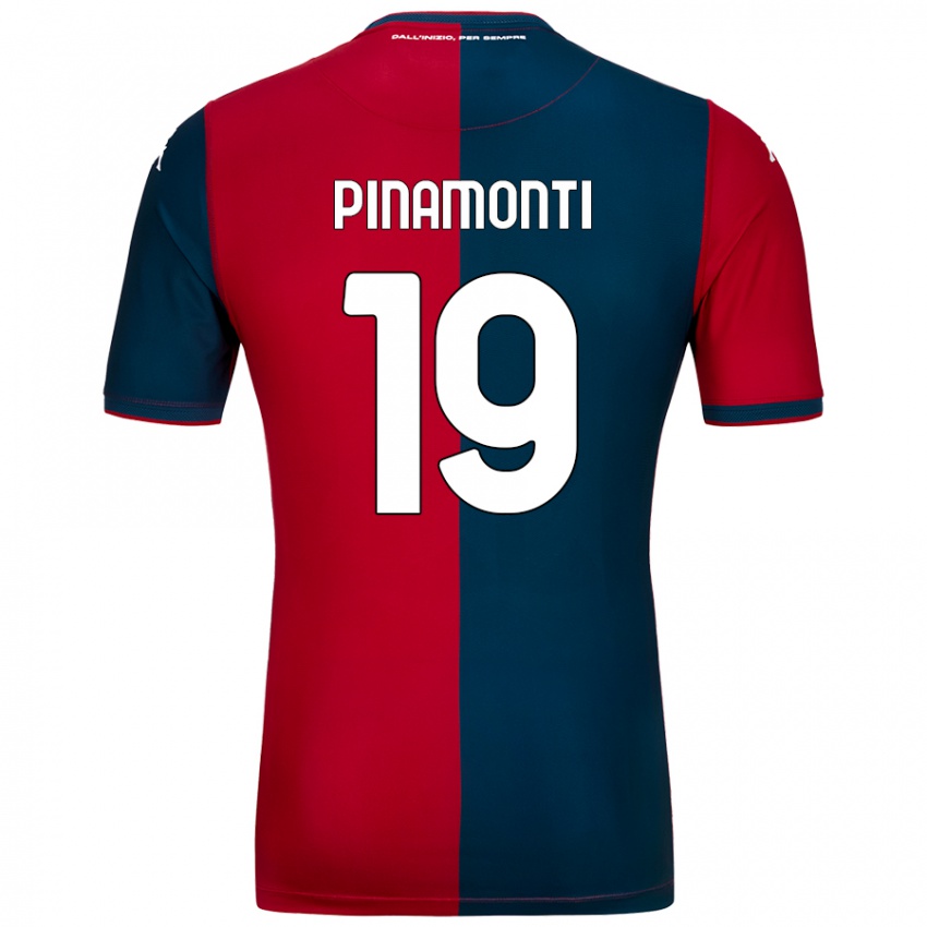 Kinder Andrea Pinamonti #19 Rot Dunkelblau Heimtrikot Trikot 2024/25 T-Shirt Österreich