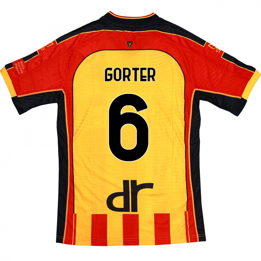 Kinder Olaf Gorter #6 Gelb Rot Heimtrikot Trikot 2024/25 T-Shirt Österreich