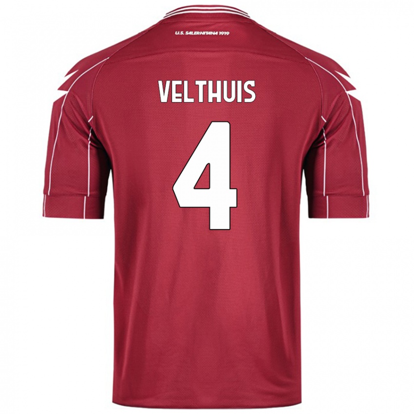 Kinder Tijs Velthuis #4 Burgundrot Heimtrikot Trikot 2024/25 T-Shirt Österreich