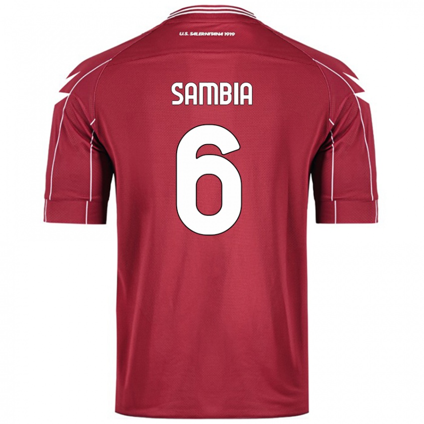 Kinder Junior Sambia #6 Burgundrot Heimtrikot Trikot 2024/25 T-Shirt Österreich