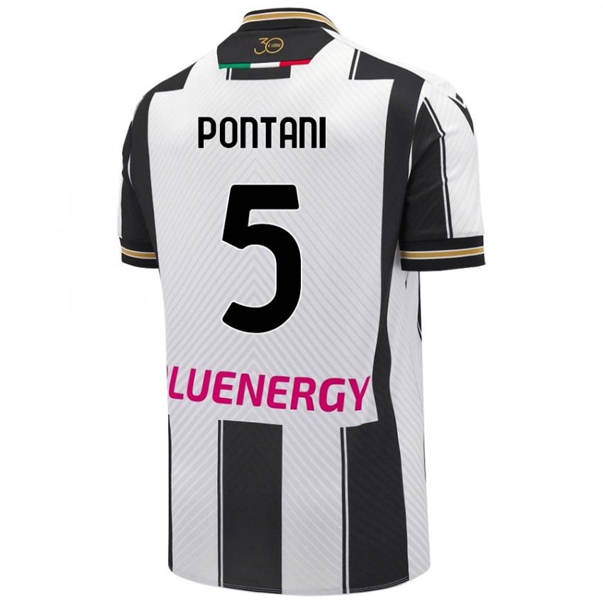 Kinder Leonardo Pontani #5 Weiß Schwarz Heimtrikot Trikot 2024/25 T-Shirt Österreich