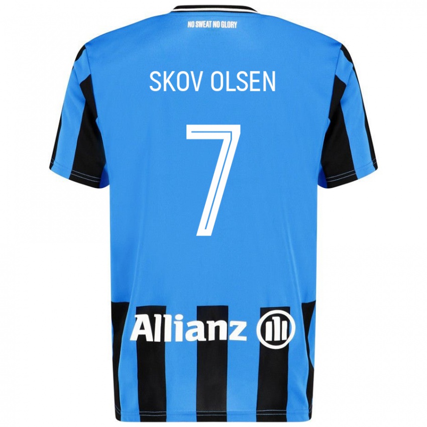 Kinder Andreas Skov Olsen #7 Himmelblau Schwarz Heimtrikot Trikot 2024/25 T-Shirt Österreich