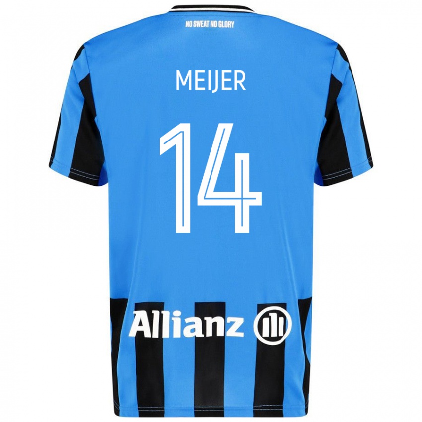 Kinder Bjorn Meijer #14 Himmelblau Schwarz Heimtrikot Trikot 2024/25 T-Shirt Österreich