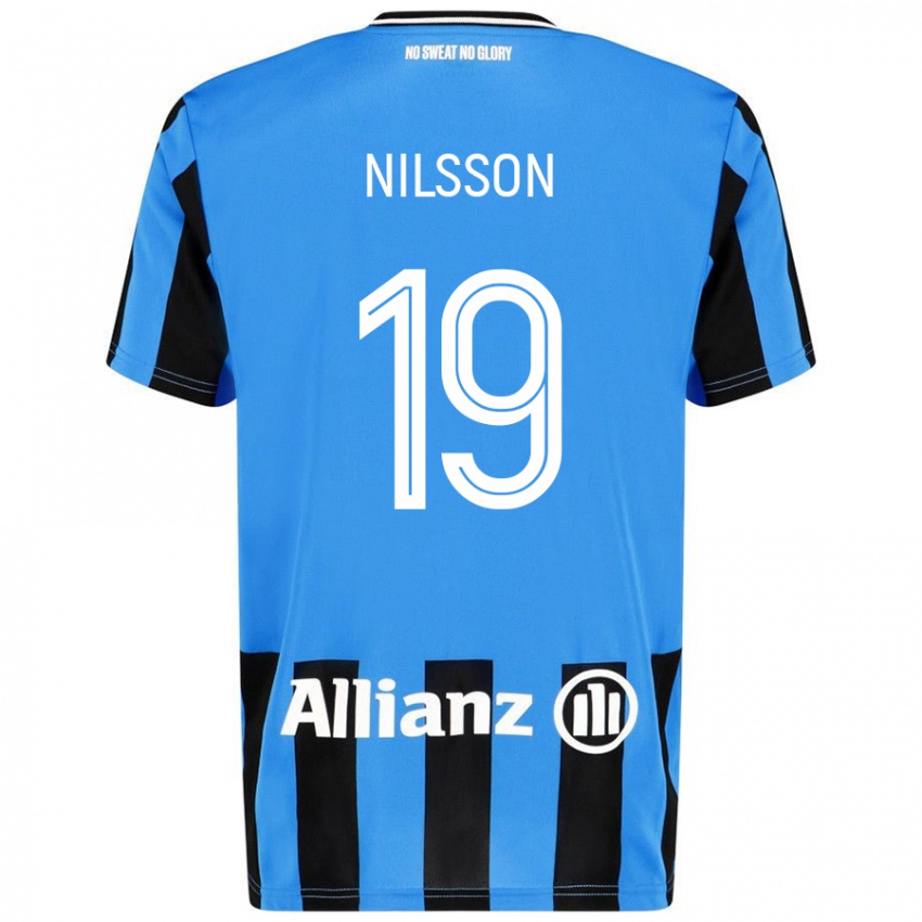 Kinder Gustaf Nilsson #19 Himmelblau Schwarz Heimtrikot Trikot 2024/25 T-Shirt Österreich