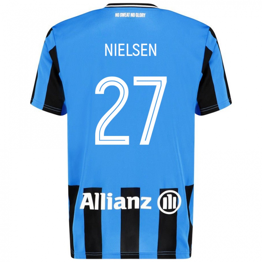 Kinder Casper Nielsen #27 Himmelblau Schwarz Heimtrikot Trikot 2024/25 T-Shirt Österreich