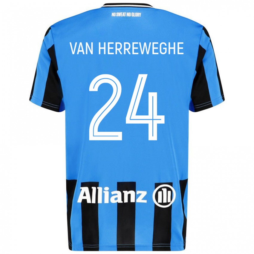 Kinder Febe Van Herreweghe #24 Himmelblau Schwarz Heimtrikot Trikot 2024/25 T-Shirt Österreich