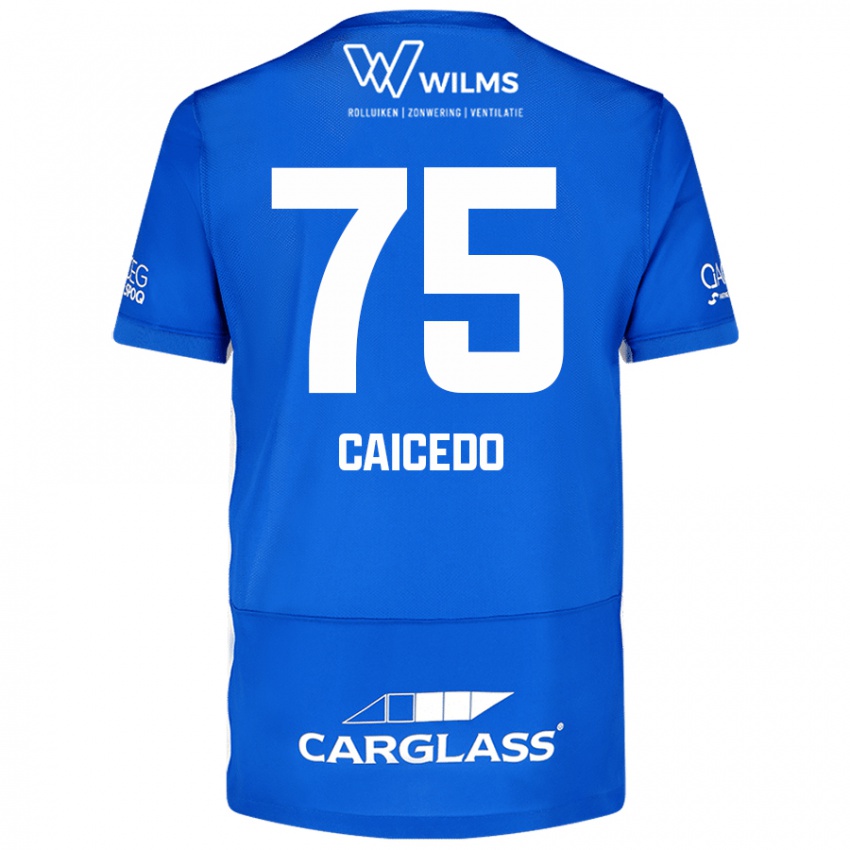 Kinder Alfred Caicedo #75 Blau Heimtrikot Trikot 2024/25 T-Shirt Österreich