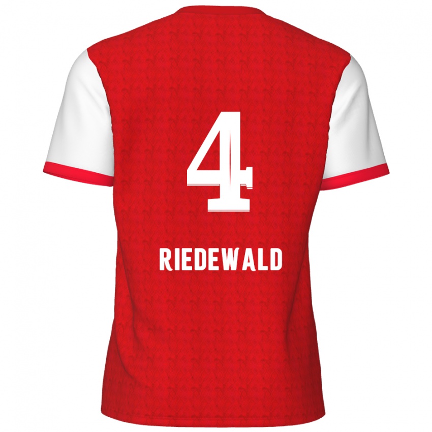 Kinder Jairo Riedewald #4 Rot Weiß Heimtrikot Trikot 2024/25 T-Shirt Österreich