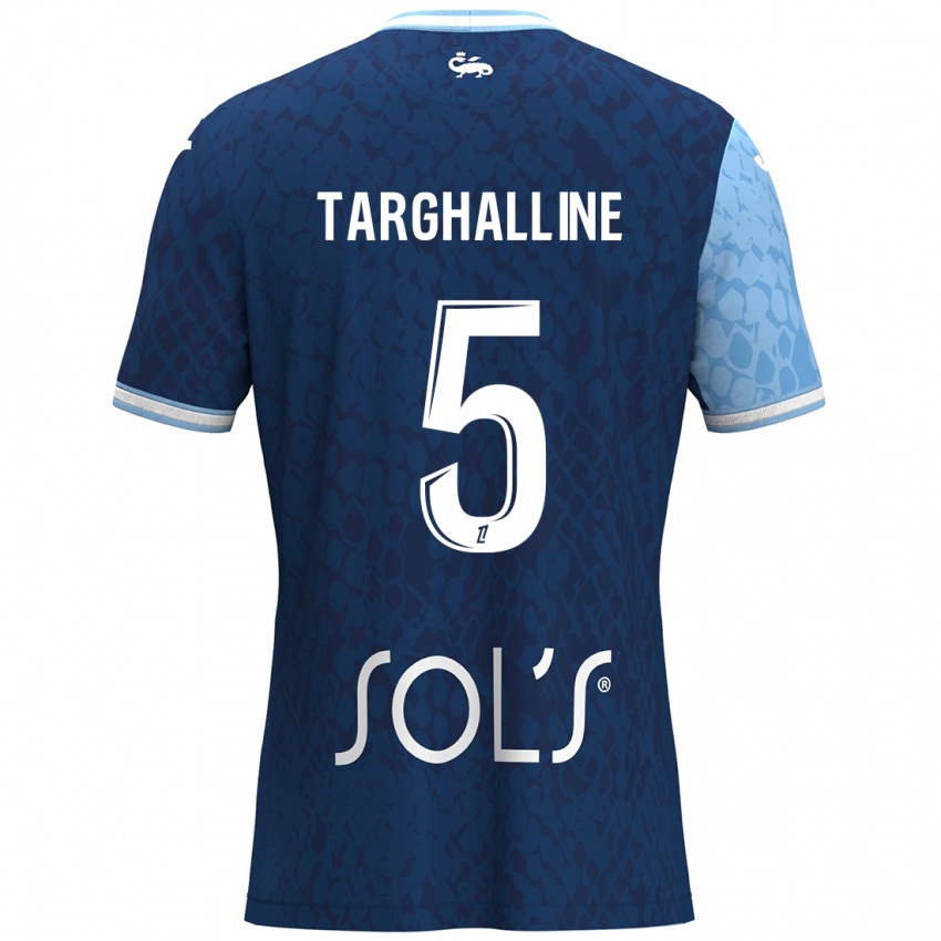 Kinder Oussama Targhalline #5 Himmelblau Dunkelblau Heimtrikot Trikot 2024/25 T-Shirt Österreich