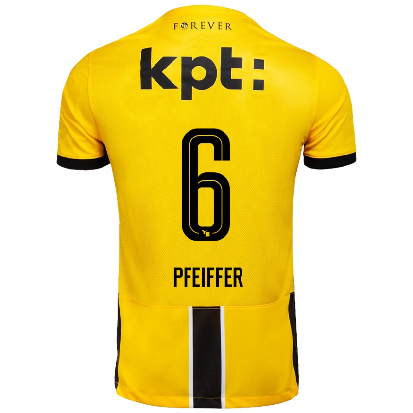 Kinder Patric Pfeiffer #6 Gelb Schwarz Heimtrikot Trikot 2024/25 T-Shirt Österreich