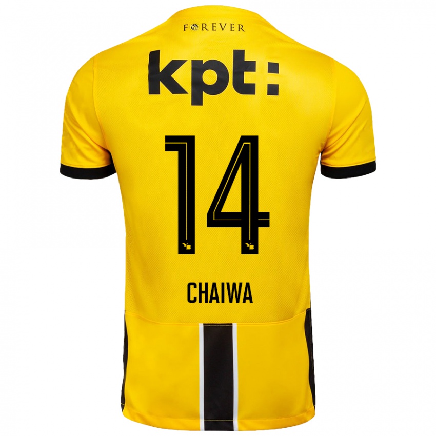 Kinder Miguel Chaiwa #14 Gelb Schwarz Heimtrikot Trikot 2024/25 T-Shirt Österreich