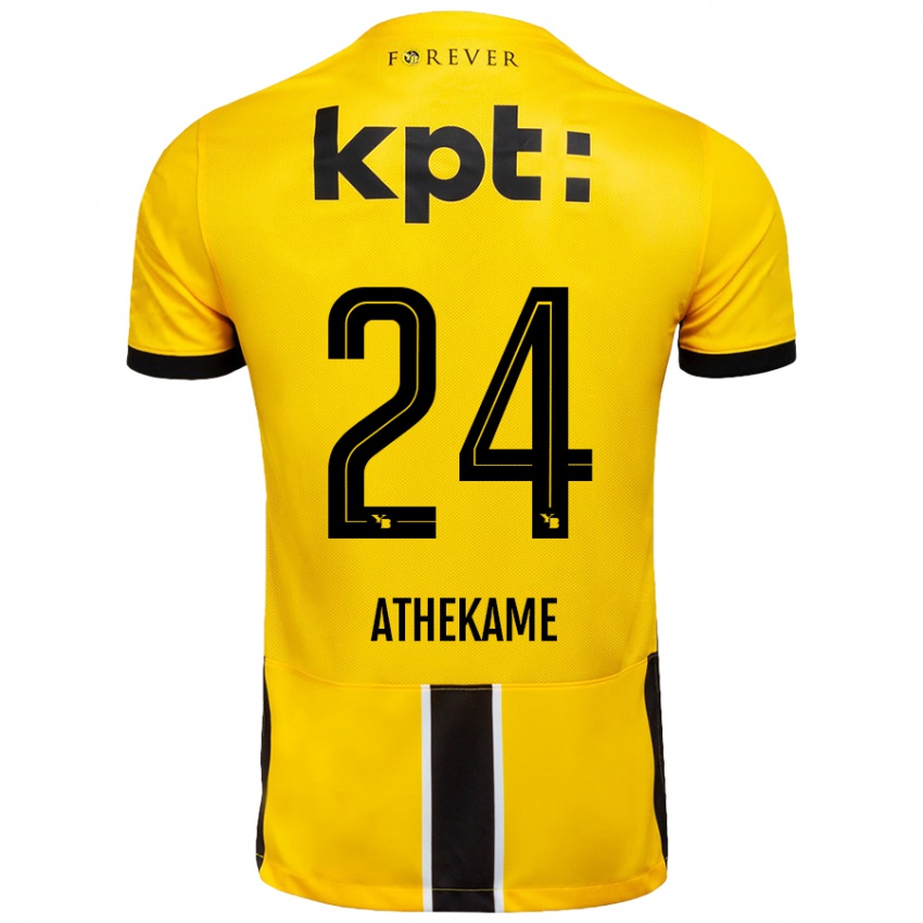 Kinder Zachary Athekame #24 Gelb Schwarz Heimtrikot Trikot 2024/25 T-Shirt Österreich