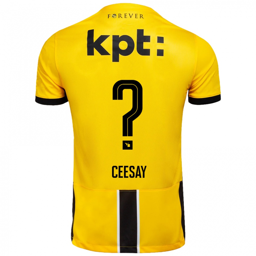 Kinder Ebrahim Ceesay #0 Gelb Schwarz Heimtrikot Trikot 2024/25 T-Shirt Österreich