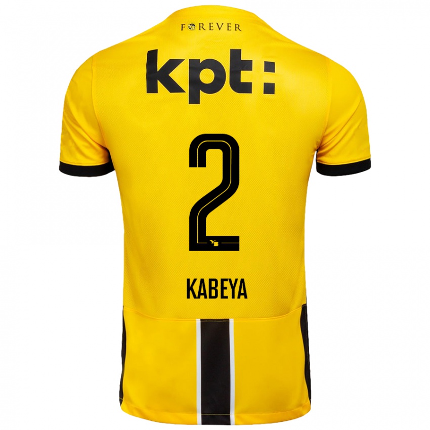 Kinder Benjamin Kabeya #2 Gelb Schwarz Heimtrikot Trikot 2024/25 T-Shirt Österreich